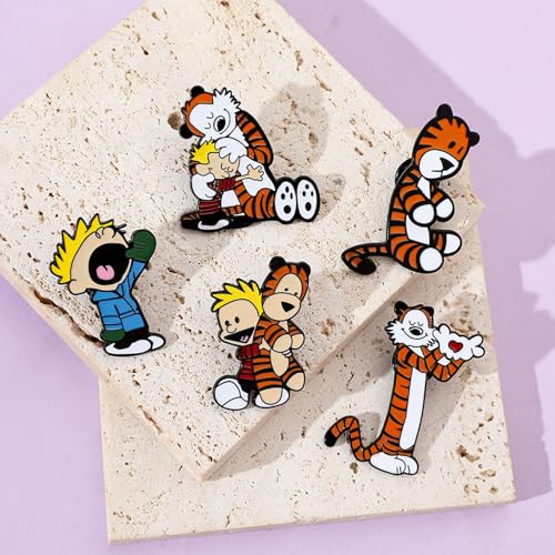 Image of Cute Enamel Pins Cartoon Lapel Pin Brooch Badge for Backpack Jackets Funny Tiger Pins for Gift Anime Enamel Pin for Clothing Hat Decoration