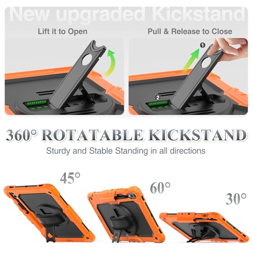 Image of SEYMAC stock Case for Samsung Galaxy Tab S10+ Plus / S9 FE+ Plus / S9+ Plus 5G Tablet Case 12.4'' Protective with Screen Protector, Pen Holder, 360 Rotate Stand, Hand Strap, Shoulder Strap, Orange1