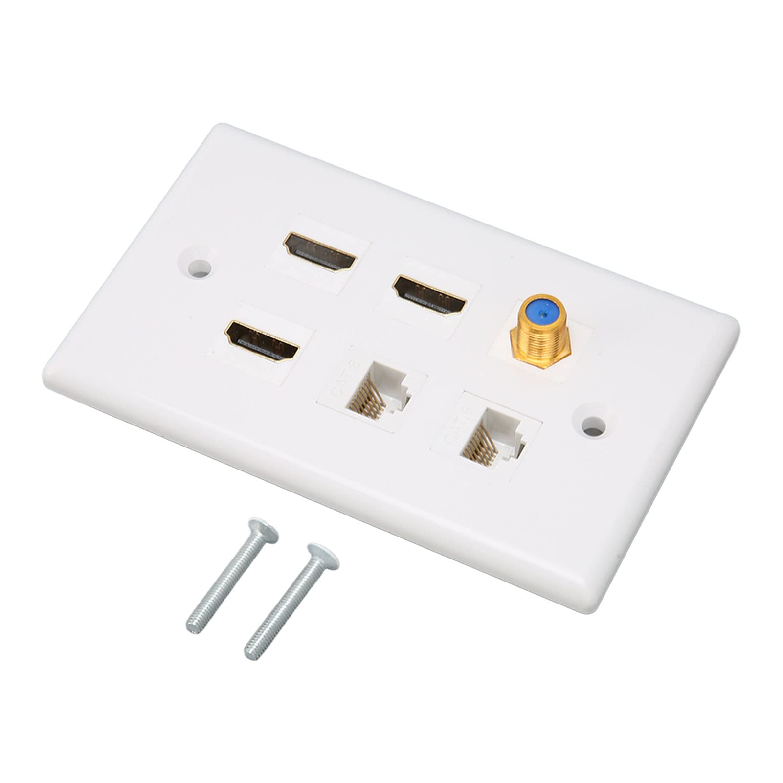 Goshyda Piastra da Parete HDMI Coassiale Ethernet, 6 Porte 4K HDMI RJ45 TV F Head Decorativa