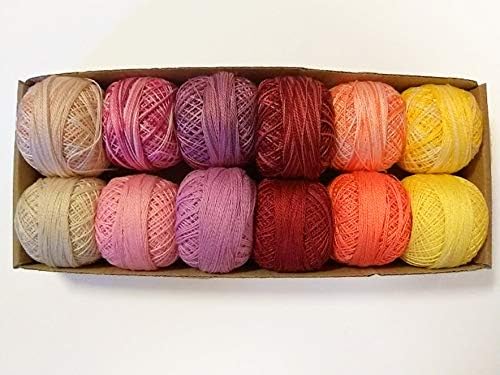 Valdani Perle Cotton Size 12 Juego de muestras de hilo de bordar ''Tea Roses'' - 12 colores, 109 yardas cada uno