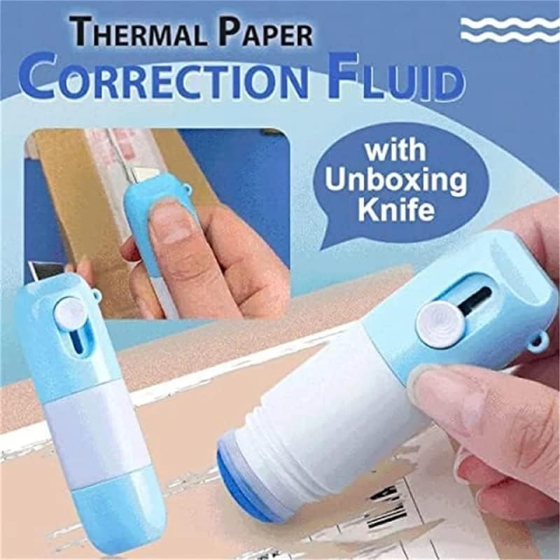 Portible 2 in 1 Thermal Paper Correction Fluid with Unboxing Knife Thermal Paper Data Protection Fluid Information Anti-Leakage Protection Correction Fluid for Package Labels Bills (Pack of 1) 2