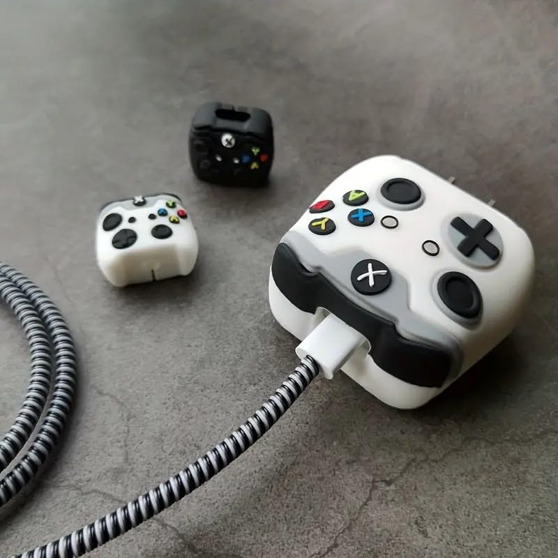 Image of Cable Protector with 3D Cute Pattern for iPhone Charger only18W & 20W | Data Line Wire Saver Charger Protective Cable Full Protection Set of-1 (White X-Boxx)