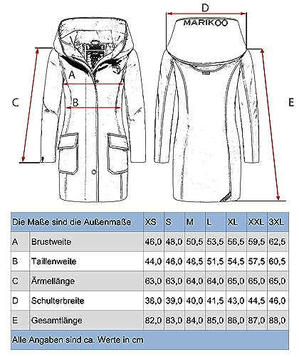 MARIKOO Damen Übergangsjacke Softshellmantel atmungsaktiv mit Kapuze Mayleen Black Gr. L