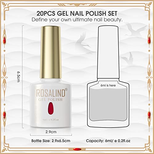 ROSALIND UV Nagellack Set, 20 Farben Schellack Nagellack Gel Nagellack Set, Farbgel für Gelnägel UV LED Soak Off Nail… – Bild 7