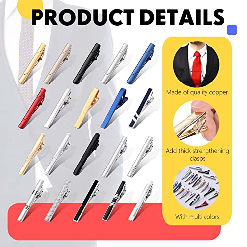 20 Pcs Tie Clips For Men Classic Tie Bar Clip Set For Regular Tie Necktie Clip Necktie Wedding Business Clip Clip On Neck Tie Men's Tie Pinch Clip For Anniversary Office School And Daily Life #TOP2