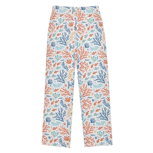 ZZXXB Coral Fishes Boys Long Pants Soft Trousers Elastic Waist Kids Lounge Bottoms with Pockets S-XL