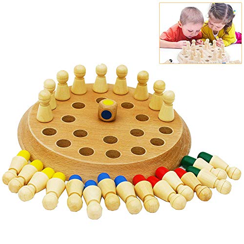 Preisvergleich Produktbild DZANS Hölzernes Gedächtnis-Schachbrett-Eltern-Kind-I... Farbgedächtnis-Match-Stock-Schachspi... Spielzeug-Set für Kinder Erwachsene