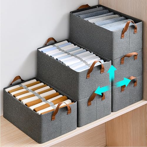 Clothe Storage Box with Metal Fram and Handles Rectangular Baskets for Clothes (Pack Of 1) - Image 3