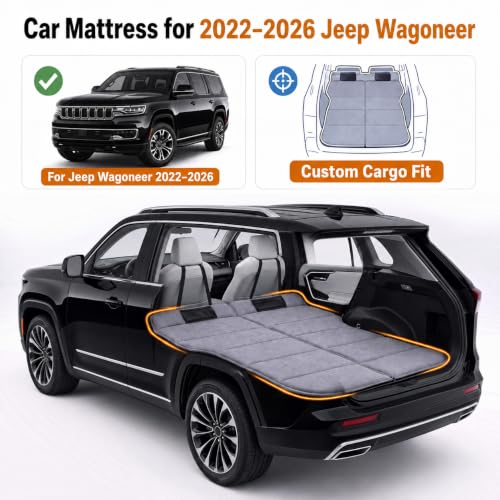 Image of Car Mattress for 2022-2026 Jeep Wagoneer, Upgraded Non-Inflatable Thickened Foam SUV Car Camping Mattress, Foldable Trunk Sleeping Pad Car Bed Mattress for Road Trips Camping Travel