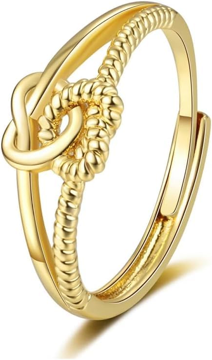 Bague ajustable nœud de promesse cadeau idéal anniversaire femme or 18K