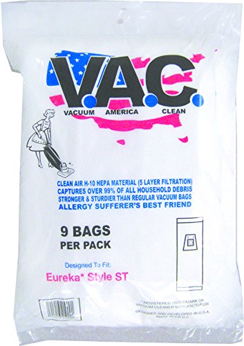 VACUUM AMERICA CLEANVAC 22 Eureka Type ST H-10 HEPA Filtration (Pack of 9)