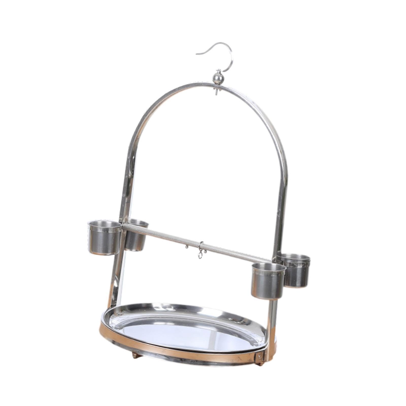 El Soporte de Juego de Percha para pájaros de Acero Inoxidable CREA un lúdico y Proporciona un Amplio Espacio para Las Aves Mascotas. Fácil, Plata, 36x60 centímetros