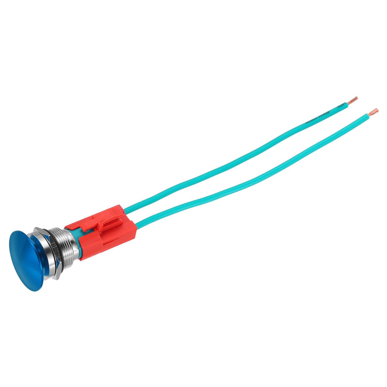 MECCANIXITY 1PCS 10A 250V AC 19mm 3/4" Momentary Mushroom Head Push Button Switch Blue 1NO Waterproof IP65 SPST with Socket Plug Domed Round 2 Welding