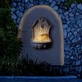 Glitzhome Vintage Multi-Tiered Outdoor Water Fountain with LED Lights and Pump, Antique European Style Faux Granite Sculptural Polyresin Outdoor Fountain for Porch Deck Patio Backyard, 25.75" H