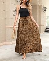 Hount Langer Sommerrock Damen Modern Trachtenrock Lang Festlich A Linie Maxirock Vintage Skirt (XL, Schwarz Braun) – Ansicht 5