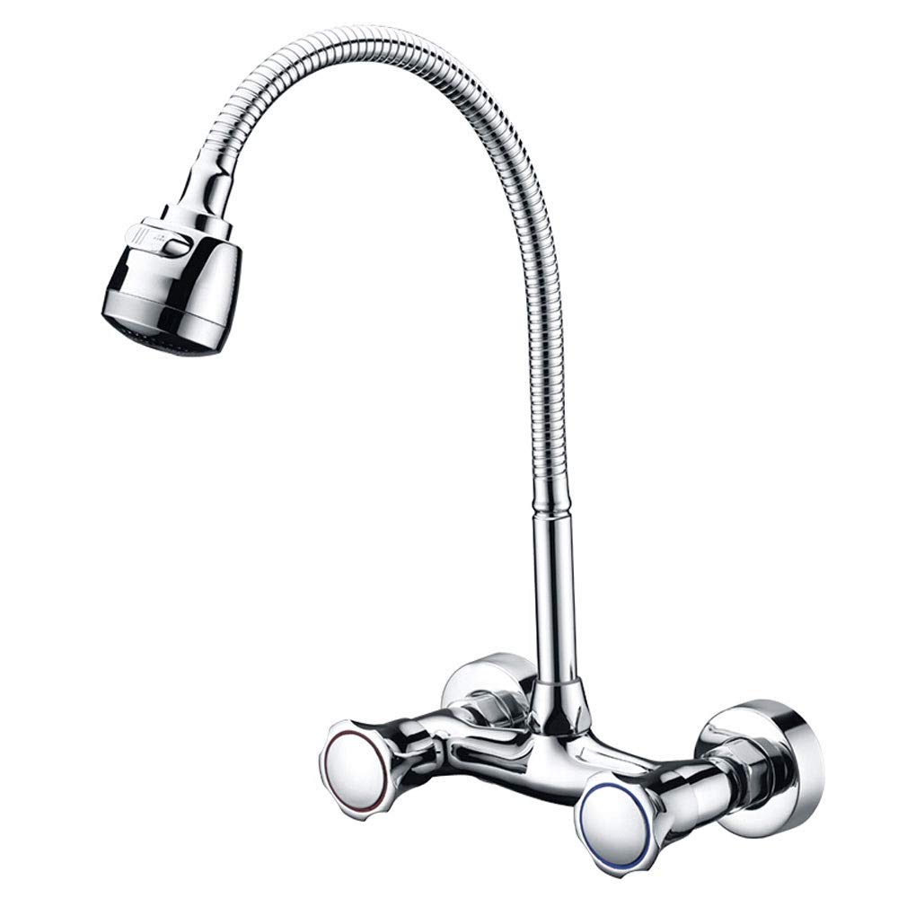 Mixer Tap WOOMD Modern Kitchen Sink Mixer Taps with Swivel Spout Chrome Brass Dual Lever Tap with UK Standard Fittings Bathroom Faucet Chrome Flexible Connection Hoses