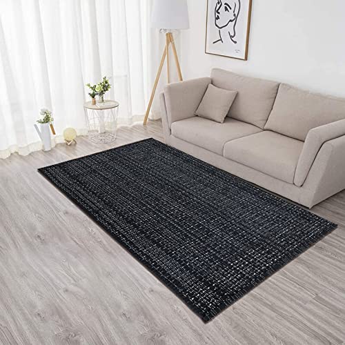 Seavish Modern Area Rug 3'X5' Black Cotton Woven Rug Farmhouse Clearance Laundry Room Mat Bathroom Runner Rugs Entryway Rug Rustic Home Decor Neutral Rug For Bedroom Living Room Patio Doorway #TOP6