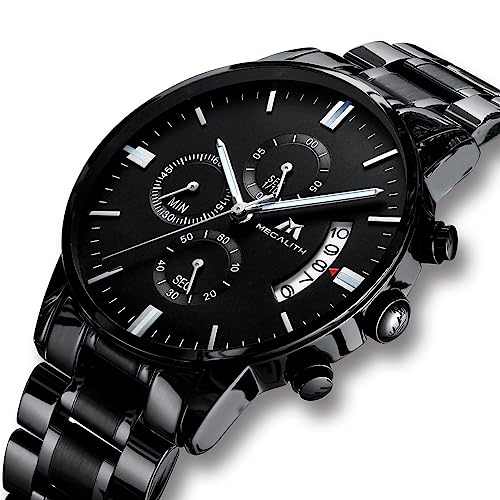 Image of MEGALITH Watch for Man Analog Classic Stainless Steel Waterproof Chronograph Fashion Casual Date Men's Wrist Watches