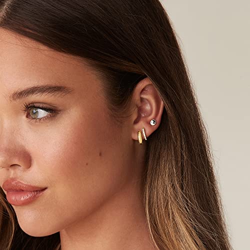 Image of PAVOI Small Gold Hoop Earrings for Women - 14K Gold Plated Huggie Earring | Hypoallergenic Earring Set - Dainty Huggie Hoops with 925 Sterling Silver Posts - Cartilage Hoop Earrings