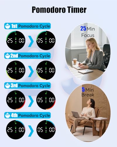 Image of Pomodoro Timer Cube, Desk Timer for Productivity with 1, 5, 10 Min Preset Countdown, Stopwatch and Custom Countdown, for Kids, ADHD, Study, Work, Fitness, Cooking (Cyan)