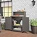 Suncast Patio Plastic Storage and Prep Station with Decorative Wicker Pattern and Multi Wall Panels for Patio, Garden, and Lawn Use, Stoney Gray