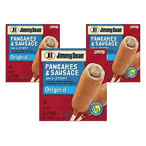 Jimmy Dean Pancakes and Sausage On a Stick - 3 Pack (12 Sticks Each) - Frozen Sandwiches - Breakfast On-the-Go