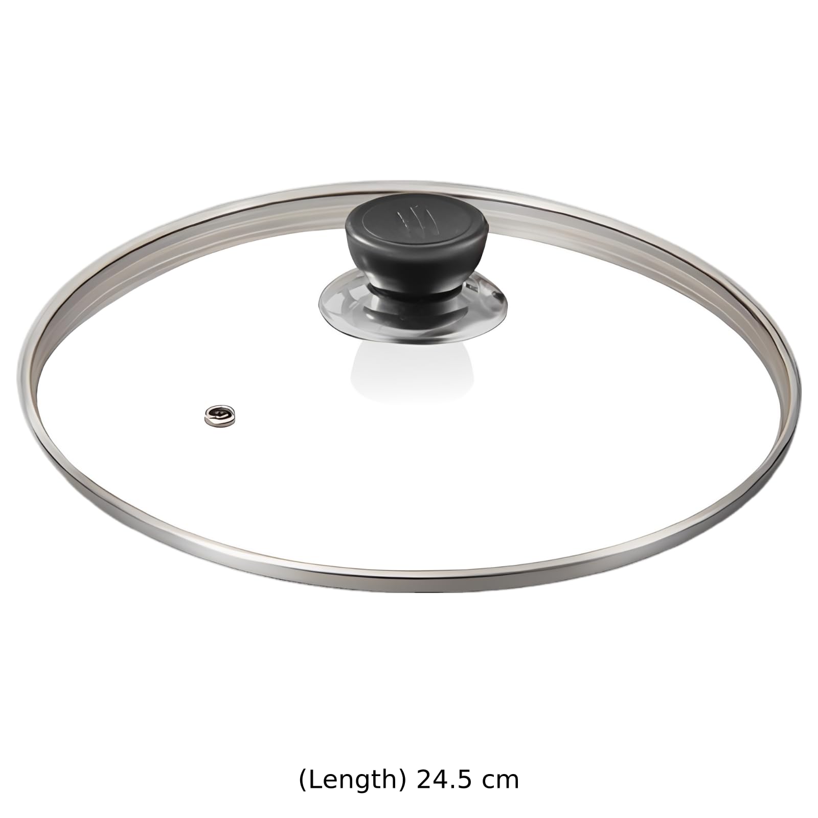 Topfdeckel aus gehärtetem Glas, 9,6 Zoll / 24,5 cm universeller Ersatzdeckel mit Dampfauslass und kühl bleibendem Griff, runder Deckel für Bratpfannen, Pfannen, Kochtöpfe und Woks