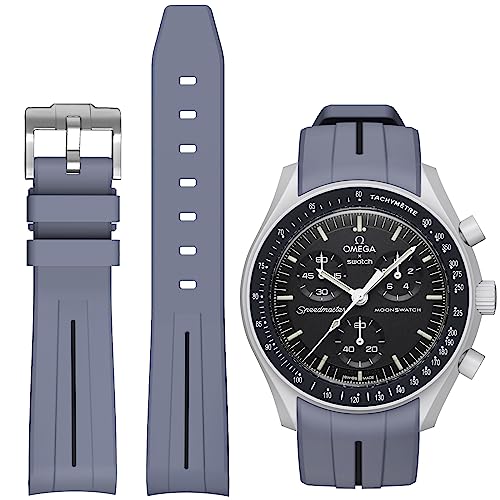 Image of Bands for Moonswatch Watch,Curved No Gap Rubber Strap Compatible with Omega X Swatch Moonswatch Speedmaster /Rolex /SEIKO 20mm Watch,Swatch Omega Moonswatch Speedmaster Watch Replacement Band Men Women