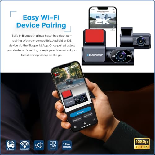 Blaupunkt Dashcam DC 4050 WiFi Dual Camera 2K + 1080P - Image 5