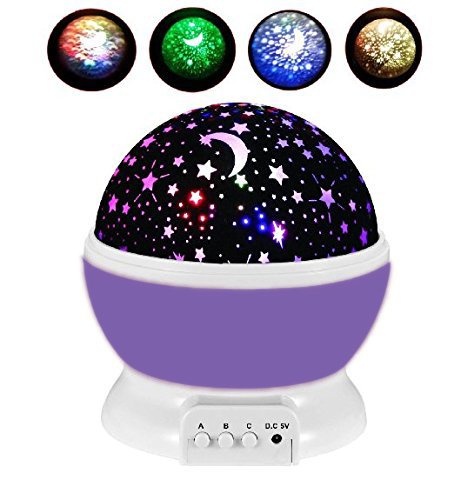 UINSTONE Night Lights, 360 Degree Rotating Star Sky Projector Night Lights, Christmas Baby Gifts Nursery Lights-9 Light Color Changing With 4.9 FT (1.5 M) USB Cable For Baby/Children/Kids Bedroom