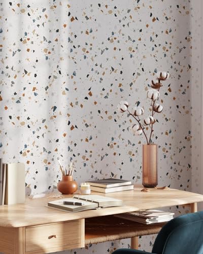 Image of FOKRIM Marble Wallpaper 45x300cm (14 SQFT) Sticker Wallpaper, Peel and Stick, Removable, Self-Adhesive, Waterproof, Decorative Wallpaper for Home, Kitchen, Bedroom, Office (White DOT, 60x200)