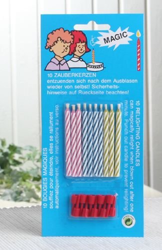 Preisvergleich Produktbild 10 Zauberkerzen mit Wiederanzünd-Effekt inkl. 10 Haltern