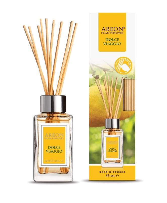 Areon Home Luxury Perfume Reed Diffuser + 10 Rattan Reeds, Dolche Viaggio 85 ml