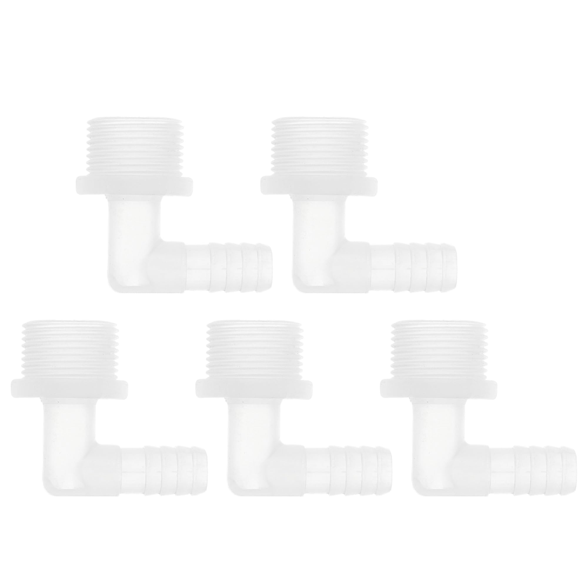 RATCHROLL 5 Pcs Plastic Hose Barb Fitting 7/16" Hose Barb G3/4 Male NPT Elbow Barbed Adapter Clear PP