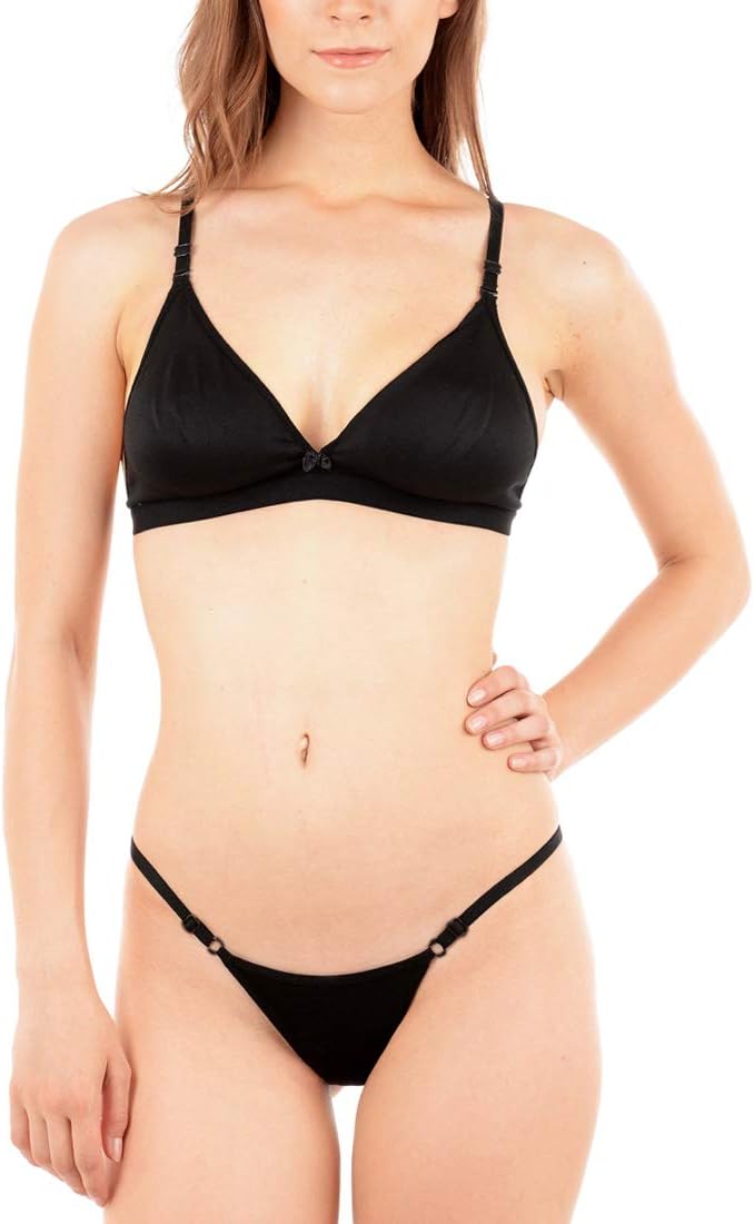 Urbaano Women's Dew Bra & Panty Set (B, Black, 34)