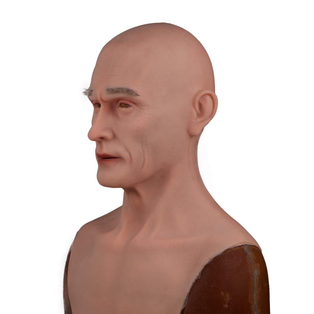 EQAIWUJIESilicone Realistic Old Man Face Silicone for Cosplay Halloween Handmade Costumes