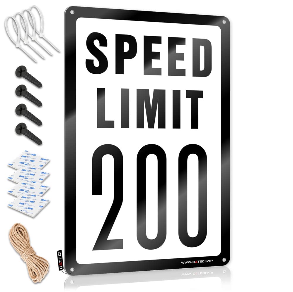 HELIOFORGE Metal Signs Decor Speed Limit 200 Mph Sign Signs For Bedroom Door Pool Signs And Decor Outdoo(20X30CM)