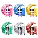 Paillettes Comestibles Set, 6 Couleurs Paillette Alimentaire Poudre avec 4 Couleurs de Col...