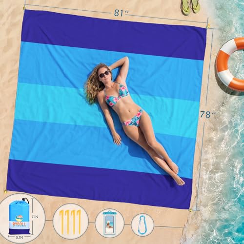 Beach Blanket Waterproof Sandproof Large 78''X81''/10'X9' Beach Towel Mat - image 2