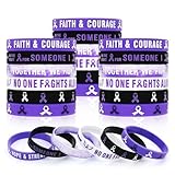 Purple Ribbon Awareness Accessories 30PCS Bulk Rubber Bracelets for Domestic Violence Alzheimers Awareness Lupus Epilepsy Pancreatic Cancer Themed Party Supplies Silicone Wristbands for Charity Events