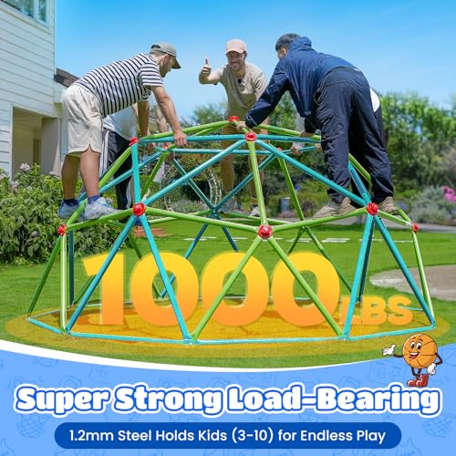 Image of Zupapa 10FT Climbing Dome, Outdoor Jungle Gym for Kids with Climbing Grip - Geometric Dome Climber Outdoor Playset and Easy Assembly Outdoor Play Equipment for Kids (Green, 10FT)