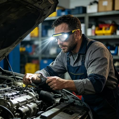 Gafas de seguridad con luz LED recargable USB y sensor de movimiento 2