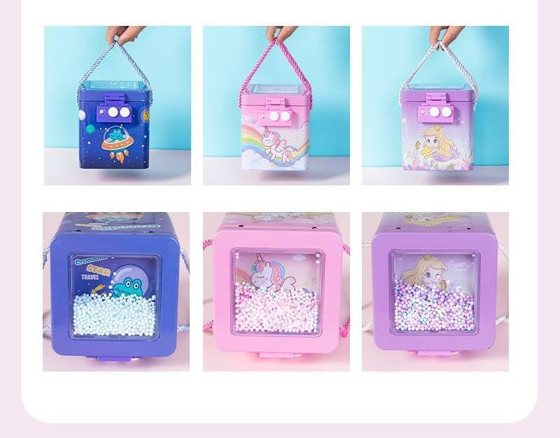 Image of Sajani Cute Cartoon Creative Portable Piggy Bank, Money Saving Box with Combination Lock, Mini Coin Bank Gifts for Boys and Girls, Best Return Gifts for Kids (Pack of 1) (Square)