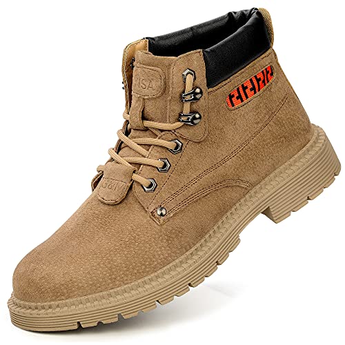 Churlin Hombre Mujer Botas de Seguridad Zapatos de Seguridad Zapatillas de Trabajo con Punta de Acero Zapatillas Senderismo Puntera de Material Cover