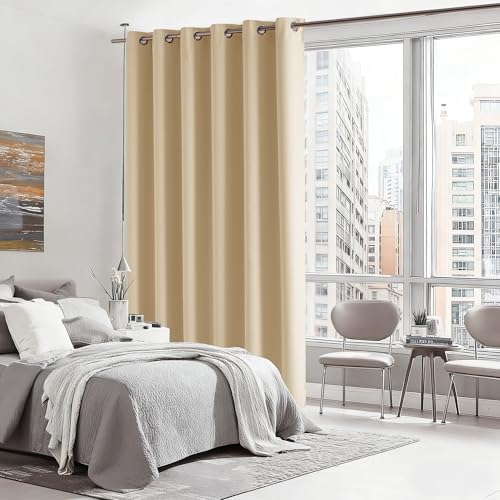 Image of RYB HOME Blackout Thermal Insulated Curtains, Portable Curtain for Sliding Glass Door /Storage /Space Room Divider, Large Window Treatment Room Divider Panel, W80 x L84, Biscotti Beige, 1 Panel