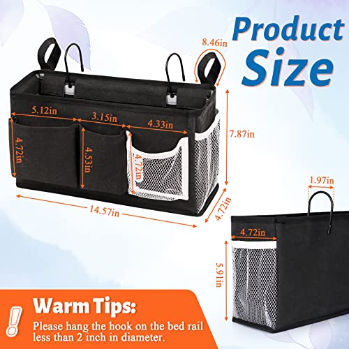 Image of Loghot Bedside Caddy /Bedside Storage Bag Hanging Organizer for Bunk and Hospital Beds,Dorm Rooms Bed Rails,Can be Placed Glasses,Books,Mobile Phones,Keys (New Black-1)