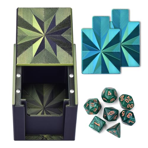 ATOMUS Caja de cartas Commander impresa en 3D para MTG, estuche de almacenamiento de tarjetas magnéticas con capacidad para más de 100 tarjetas de doble manga con bandeja de dados, caja de exhibición