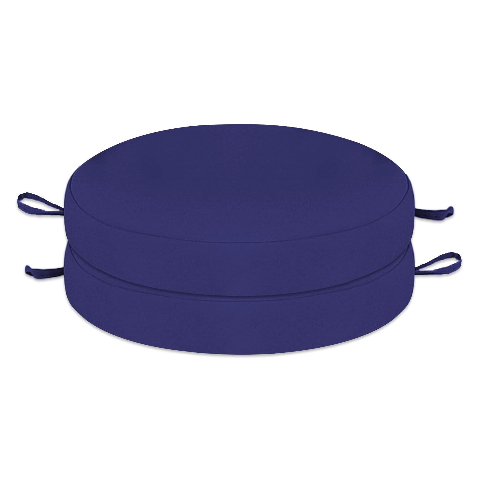 Wokuaile Outdoor Bistro Chair Cushions Set of 2, Waterproof Outdoor Round Seat Cushions with Ties for Home Garden Furniture, Navy Blue, 20x20x2 In