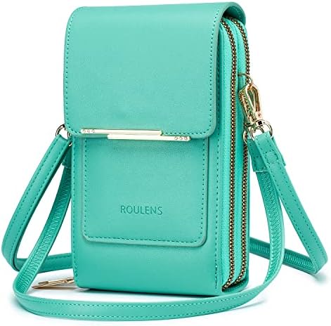 Roulens Touch Screen Phone Bag,PU Leather Womens Phone Bag Purse,Small Clear Window Touchscreen Cross Body Shoulder Bag with Long Strap & Short Hand Strap - Fit Phone Less 6.5 Inch