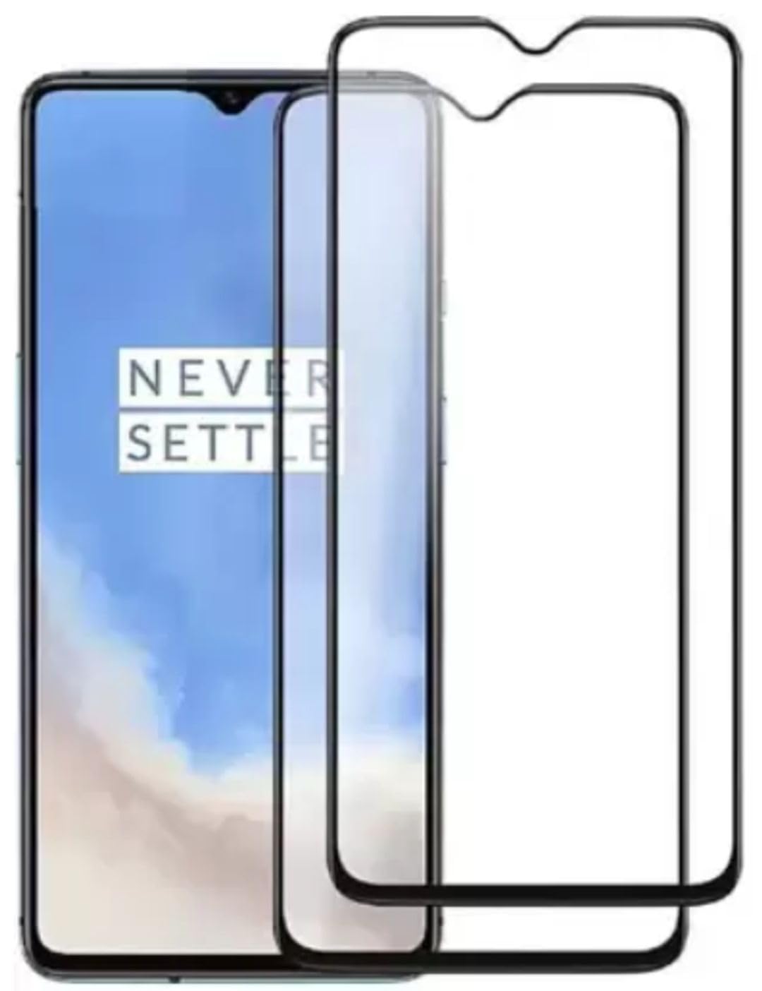 VYOMA Tempered Glass Screen Protector Compatible for OnePlus 7T (Black) Edge to Edge Coverage with Easy Installation Kit, Pack of 2